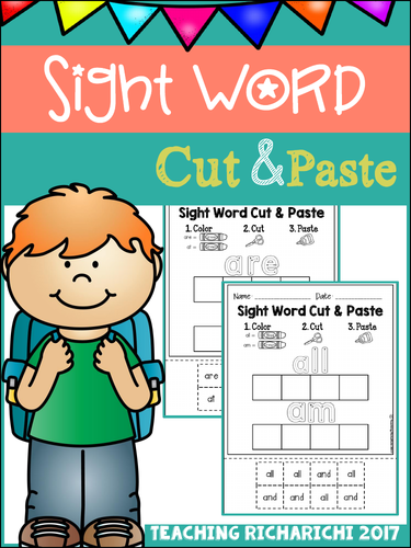 Sight Word Cut and Paste Worksheets (Primer)