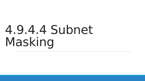 AQA A Level Topic SUBNET MASKING