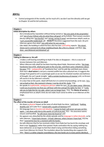 Jekyll and Hyde detailed notes on Dr. Jekyll with quotations