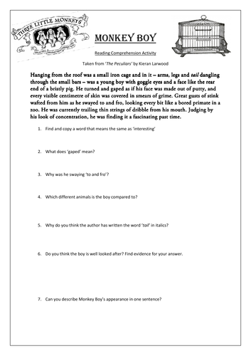 Monkey Boy - Reading Comprehension Activity