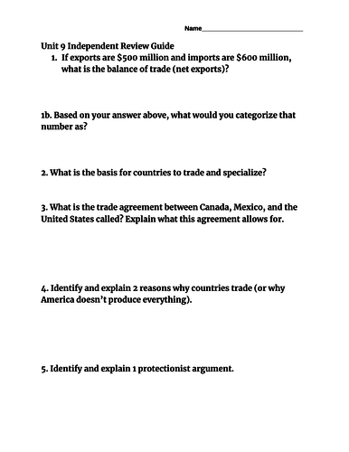 Macroeconomics- International Trade