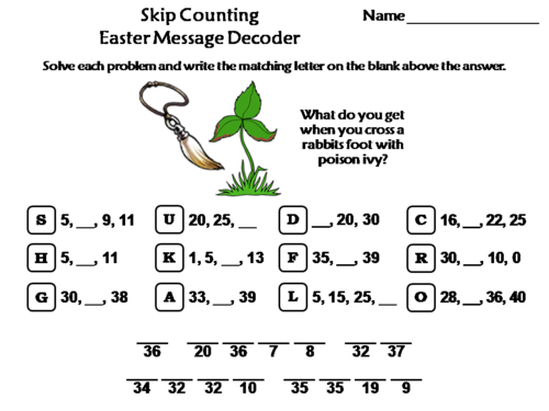 Skip Counting by 2, 3, 4, 5, 10 Easter Math Activity: Message Decoder