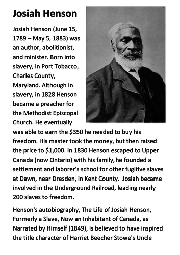 Josiah Henson Handout
