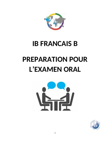 IB French B Oral/Speaking Exam 2018 Handbook