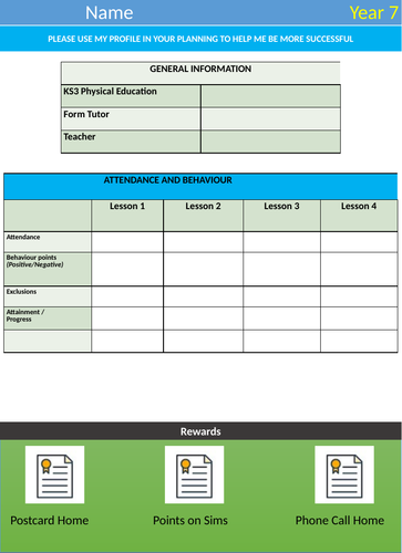 Student Behaviour Tracker/ Report P.E.