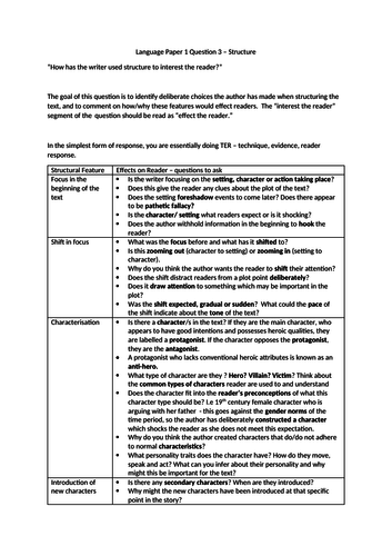 AQA Language Paper 1 Q3 Higher Ability