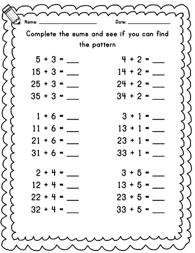 identifying patterns in units digits worksheet Year 1 | Teaching Resources