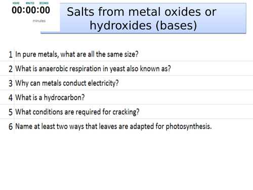 Topic 4 Reactions of acids- salts from metal oxides AQA trilogy