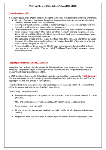 When was the worst time to be in clink