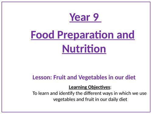 Vegetables in our Diet