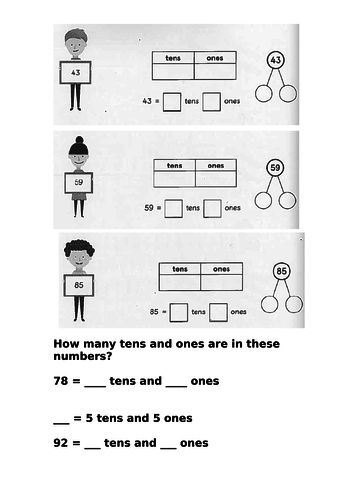 Year 1 Tens and Ones Partitioning (Numbers over 20)