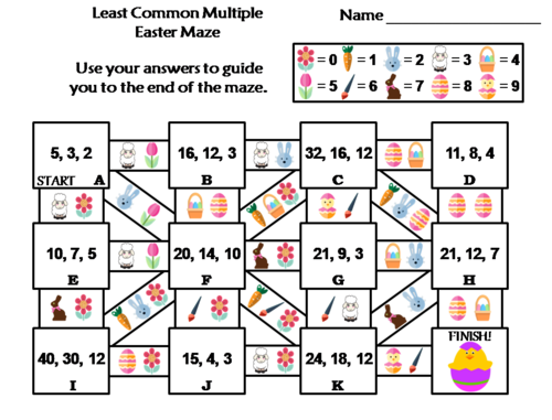 Least Common Multiple Activity: Easter Math Maze