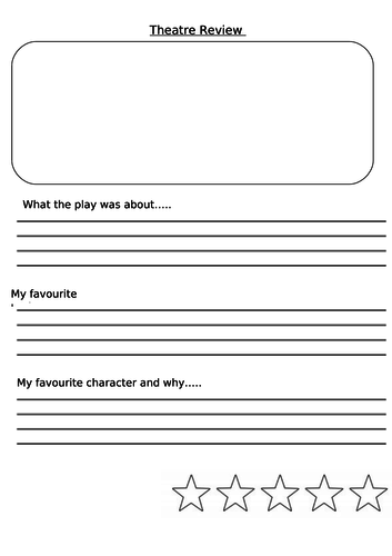 KS2 Theatre/Play/Show Review Worksheet