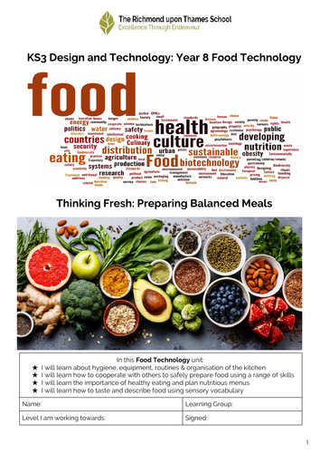 Food Technology 2 Entire Units Y7 & Y8 - Cooking DT