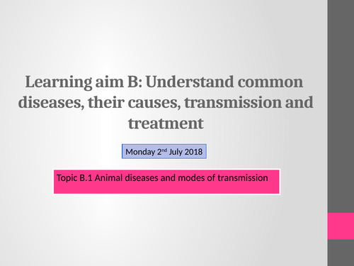BTEC Animal Care Unit 1 B.1 Diseases and modes of transmission