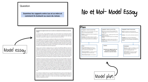 No et Moi-Etude du Livre- Model Essay and Model Plan (Rapports Lou et Anouk)- A Level French