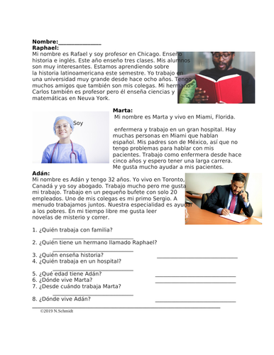 Spanish Easy Reading on Professions: Las Profesiones (Desde hace)