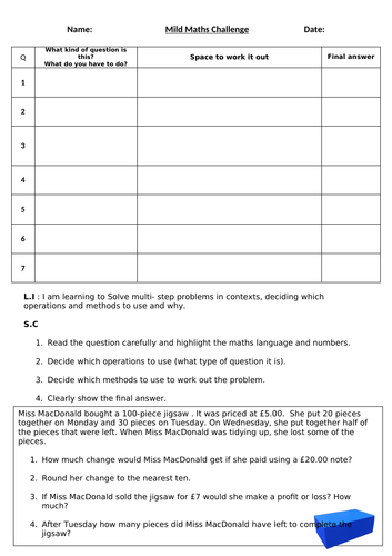 Maths  assessment -  differentiated inc answers