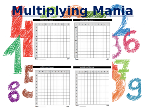 Multiplication grid/table. Multiplication Mania game for morning work or maths starter (3.4)
