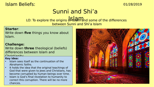 AQA GCSE RE RS - Islam Beliefs - L1 Sunni Shi'a Split