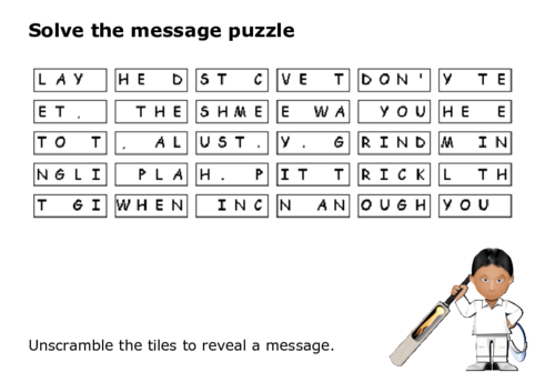 Solve the message puzzle from Donald Bradman