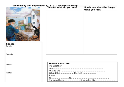 Year 2 Setting Description Plan - Editable for chosen picture