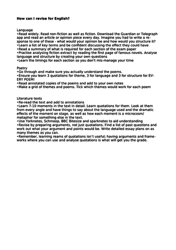 How to revise for English Language and Literature GCSE 9-1