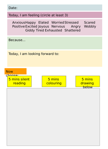 Feelings check-in sheet - Editable version