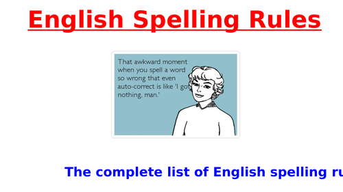 The Complete List of Spelling Rules PowerPoint
