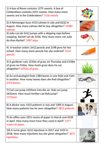 Differentiated Maths word problems.