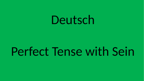 German Cover Work Perfect Tense with Sein PowerPoint
