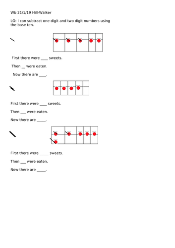 Maths subtraction sheet (White Rose style) Year 1