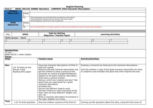 Yr2  English - Character Description