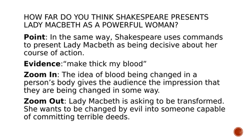 Macbeth Lady Macbeth Model PEZZ Paragraph GCSE