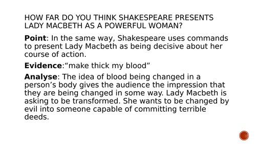Macbeth Lady Macbeth Model PEA Paragraph