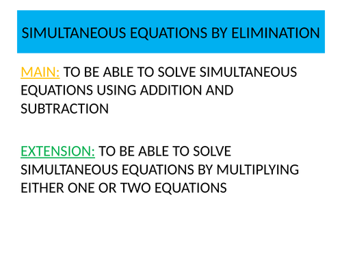 intro to simultaneous equations