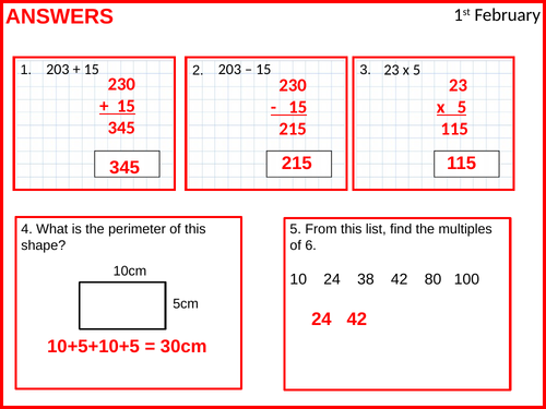 Year 6 SATs Review Starter - February