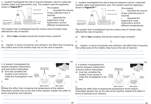 AQA GCSE rates of reaction and effect of surface area