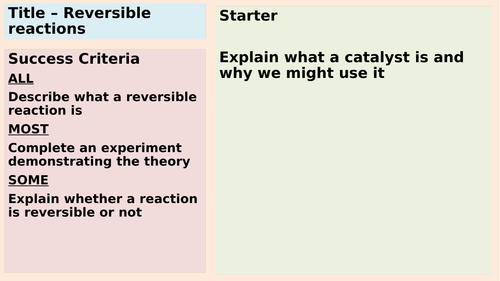 AQA GCSE Reversible reactions