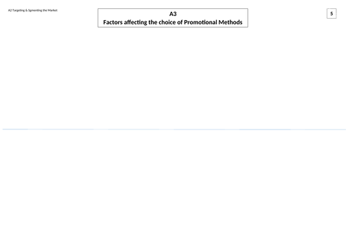 BTEC Tech Award in Enterprise - A3 Factors affecting promotional choice - Revision sheet