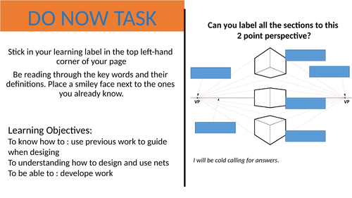 Cubism, Designing nets, Perspective year 9 ART 3D whole lesson/ project 6