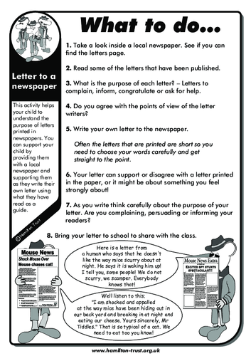 Letter to a newspaper - English Homework - UKS2