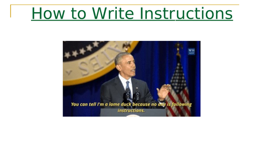 Writing Instructions Lesson - Functional Skills English