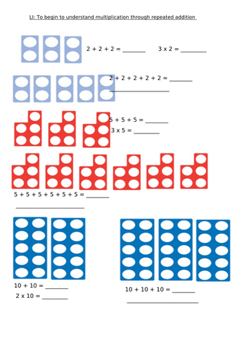 repeated addition with numicon teaching resources