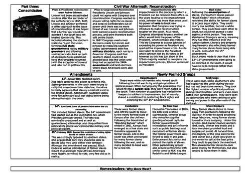 American West Part Three Knowledge Organiser