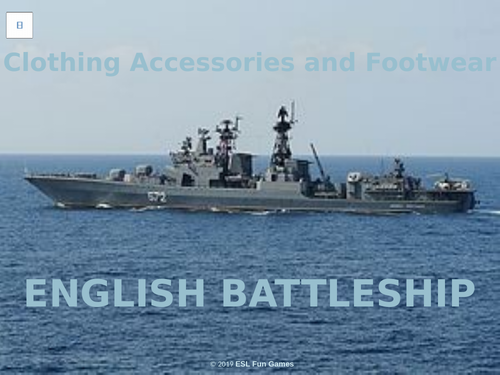 Clothing Accessories and Footwear English Battleship PowerPoint Game