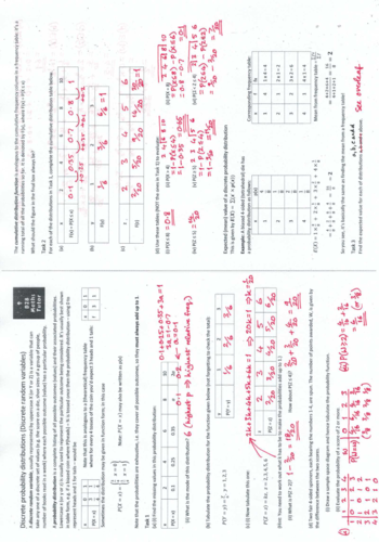 Discrete probability distributions (Discrete random variables)