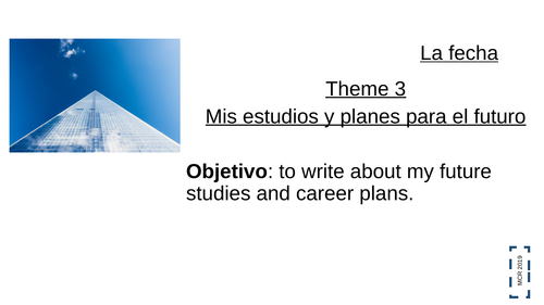 AQA GCSE Spanish 9-1 Reading and Writing 90-150 words- Theme 3  - Topic: Jobs and career ambitions