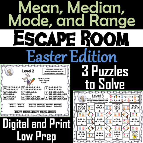 Mean, Median, Mode, and Range Activity: Escape Room Easter Math Game