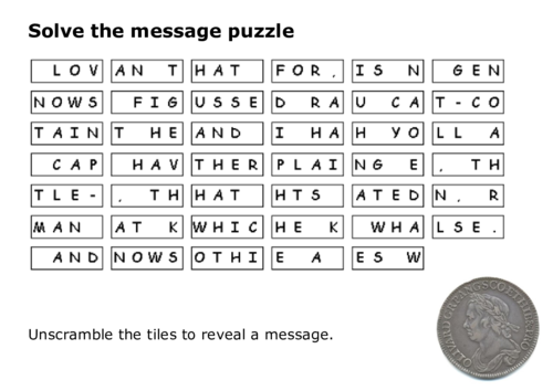 Solve the message puzzle from Oliver Cromwell